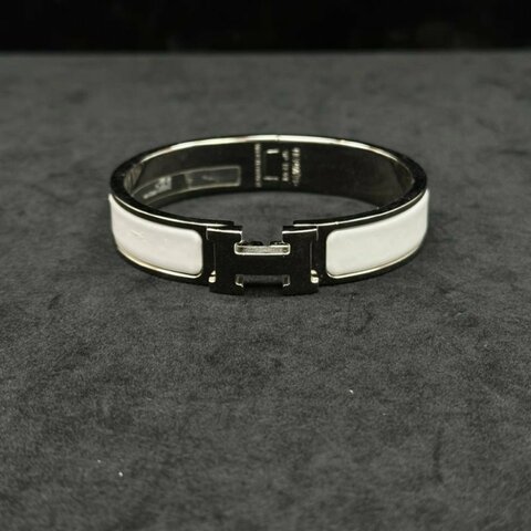 HERMES 白色H琺瑯手鐲15cm 99新