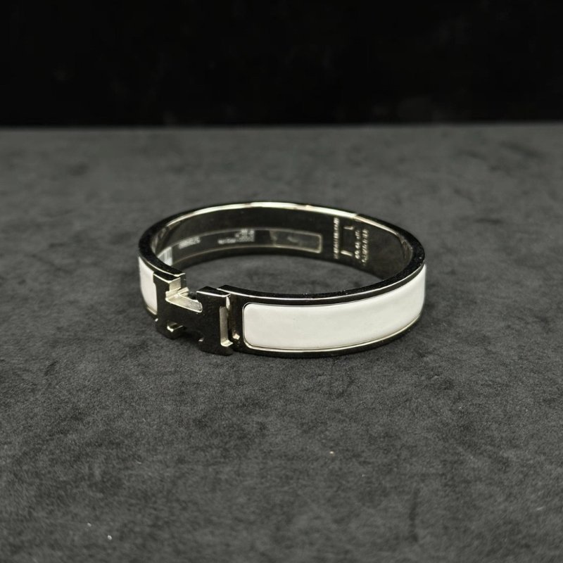 HERMES 白色H琺瑯手鐲15cm 99新-3