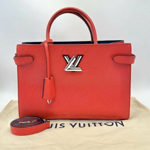 LV Twis紅銀水波紋手提托特包 30*21*13 98新配件塵袋