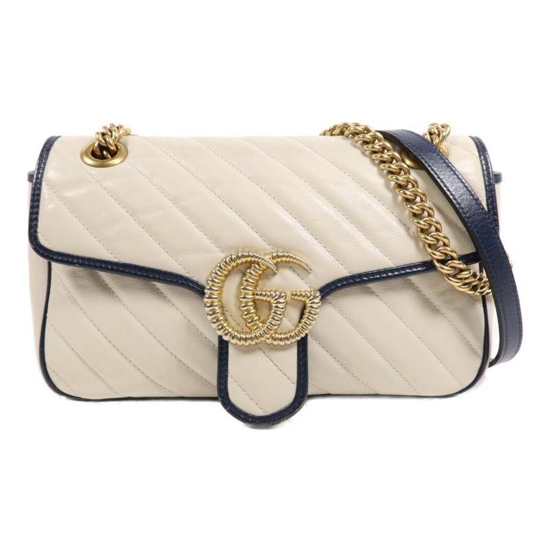 GUCCI 牛皮皮革GG Marmont金扣鏈帶肩背袋-0