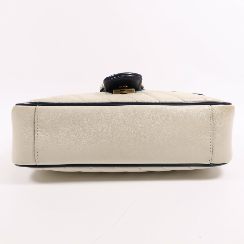 GUCCI 牛皮皮革GG Marmont金扣鏈帶肩背袋-3