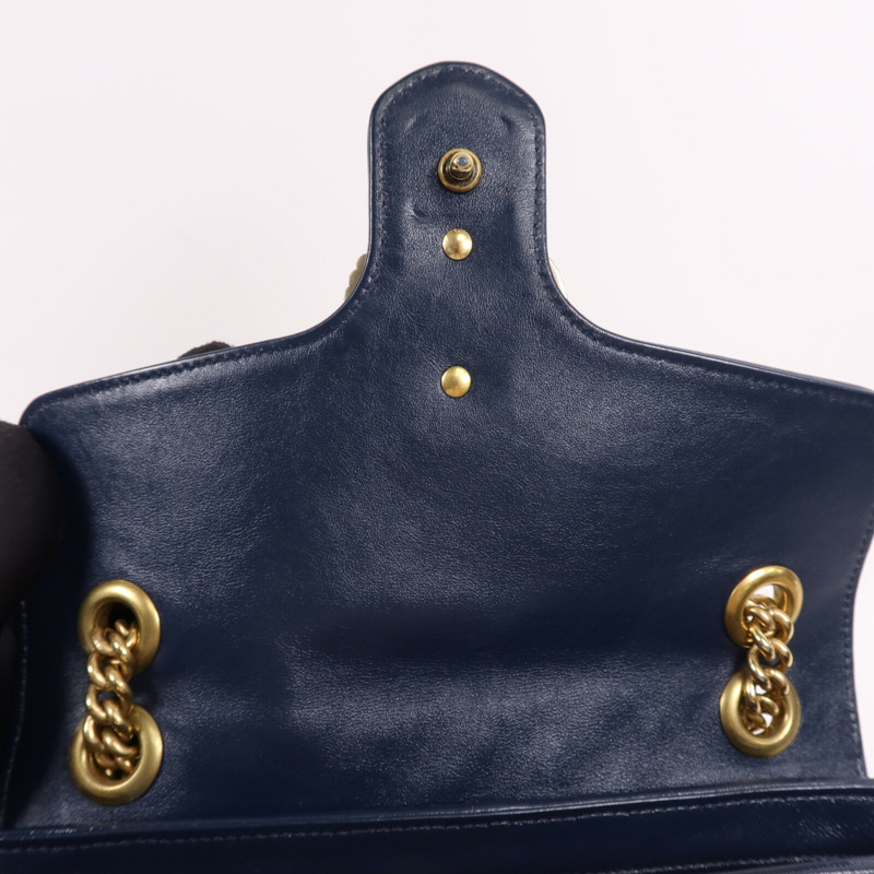 GUCCI 牛皮皮革GG Marmont金扣鏈帶肩背袋-19