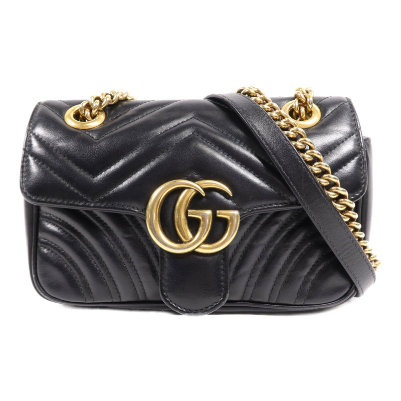 GUCCI 牛皮皮革GG Marmont金扣鏈帶肩背袋-0