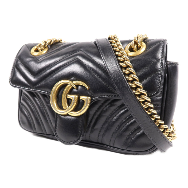 GUCCI 牛皮皮革GG Marmont金扣鏈帶肩背袋-2