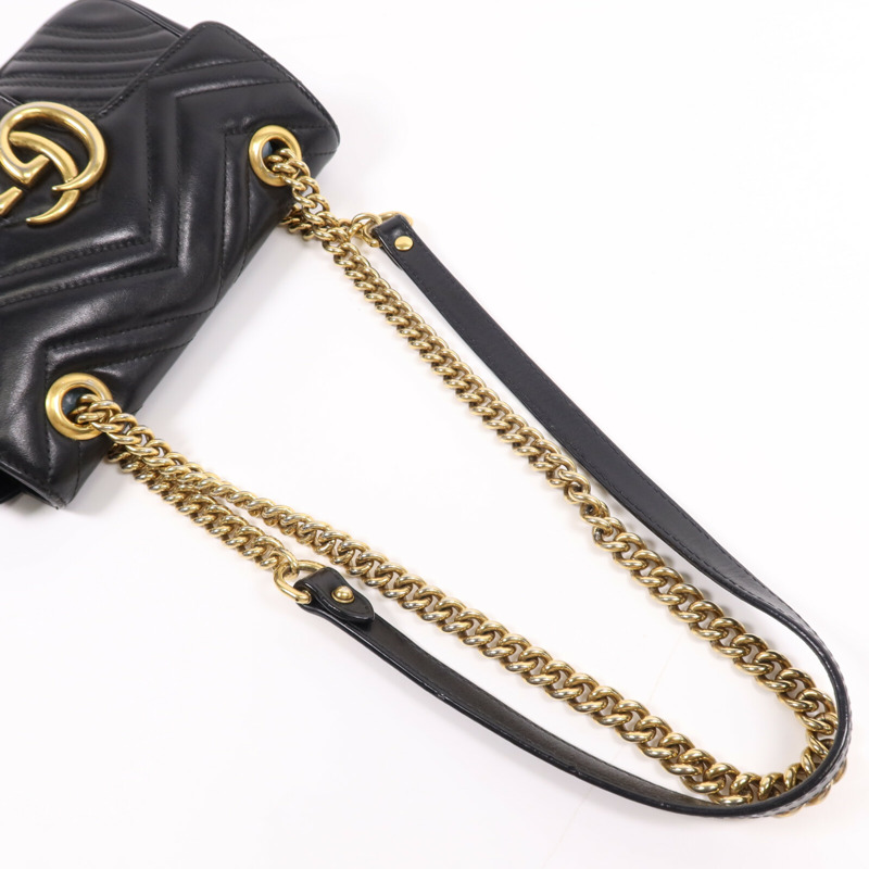 GUCCI 牛皮皮革GG Marmont金扣鏈帶肩背袋-8