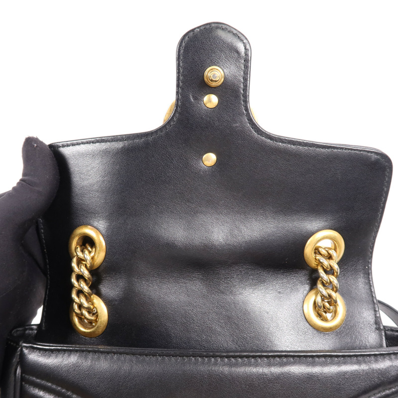 GUCCI 牛皮皮革GG Marmont金扣鏈帶肩背袋-13