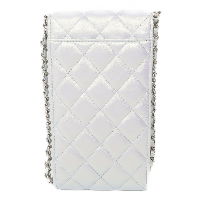 CHANEL 牛皮皮革Phone Bag銀扣鏈帶肩背袋-1