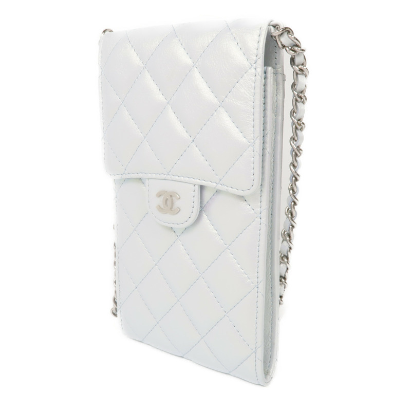 CHANEL 牛皮皮革Phone Bag銀扣鏈帶肩背袋-2