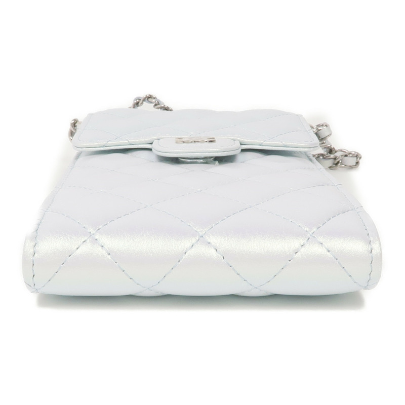 CHANEL 牛皮皮革Phone Bag銀扣鏈帶肩背袋-3