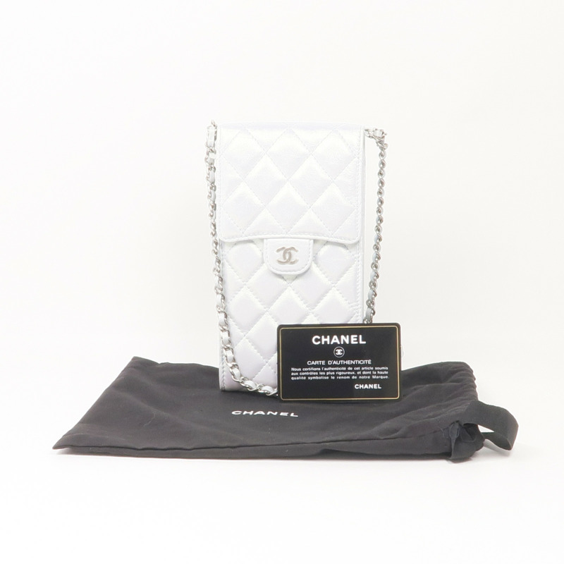 CHANEL 牛皮皮革Phone Bag銀扣鏈帶肩背袋-22