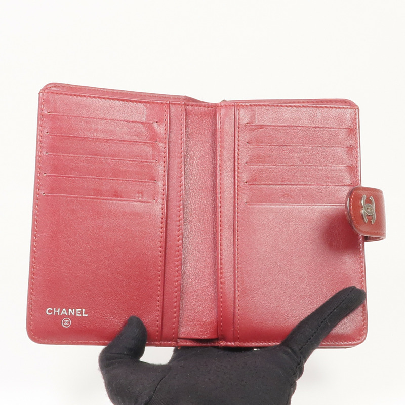 CHANEL 牛皮皮革Wallet銀扣錢包-14