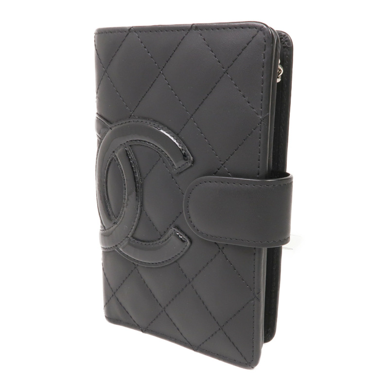 CHANEL 牛皮皮革Cambon Wallet銀扣錢包-1