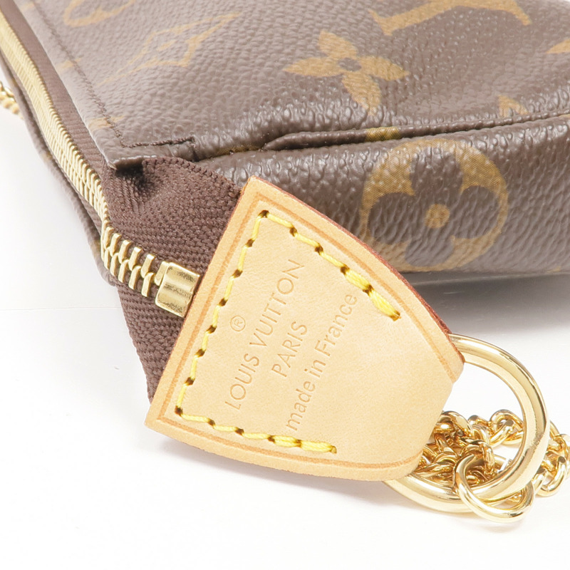 LOUIS VUITTON Monogram Mini Pochette Accessoires金扣手挽袋-10