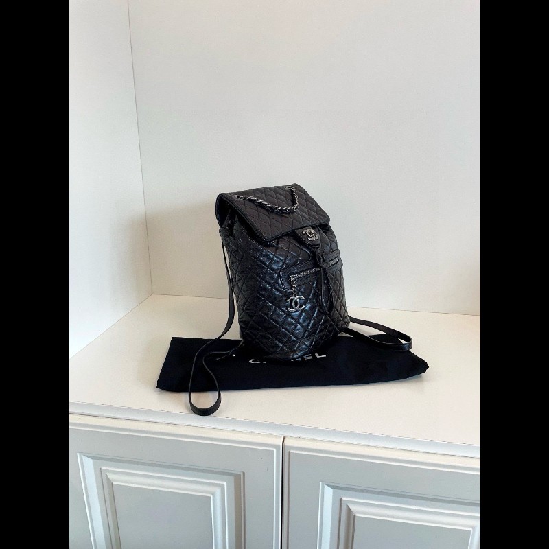 Chanel vintage backpack  medium 黑銀-2