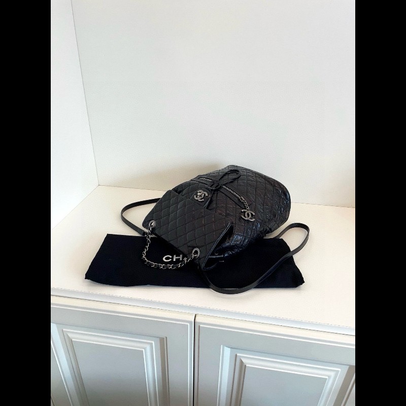 Chanel vintage backpack  medium 黑銀-5