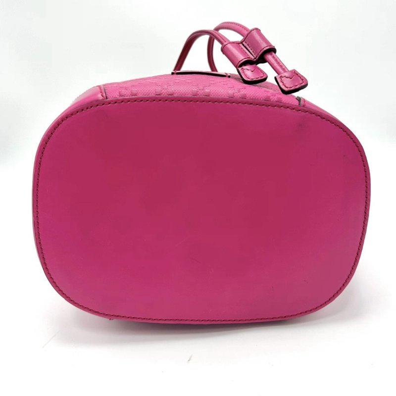 GUCCI 玫紅色金扣抽繩水桶肩背斜背包20.5*14.5*22.5 98新配件塵袋-2