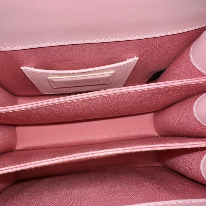 BVLGARI 櫻花粉小號蛇頭風琴手提斜背包18*16*10 98新配件鏡子塵袋-1