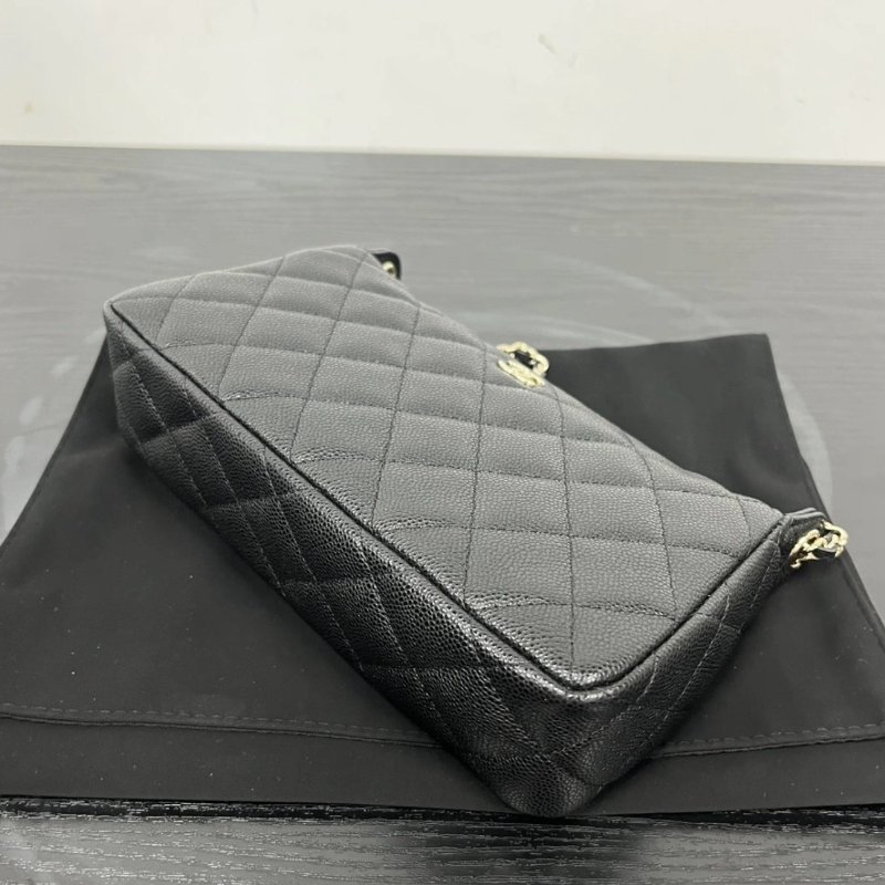 CHANEL 黑金25A大麻醬魚子醬牛皮腋下 HOBO包21*12*5.5 全新閒置配件盒子塵袋購證-2