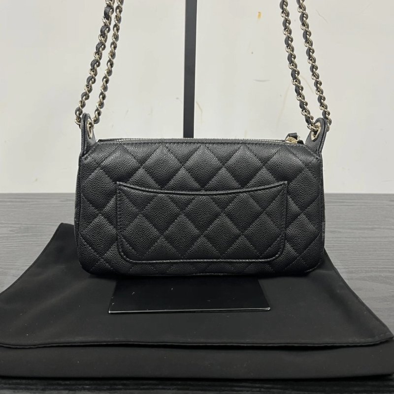 CHANEL 黑金25A大麻醬魚子醬牛皮腋下 HOBO包21*12*5.5 全新閒置配件盒子塵袋購證-4