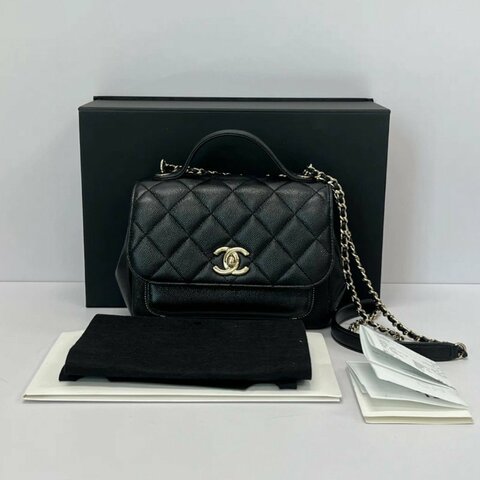 CHANEL affinity小號芯片款黑金荔枝牛皮手提肩背斜背包19*14.5*7 98新配件盒子塵袋購證