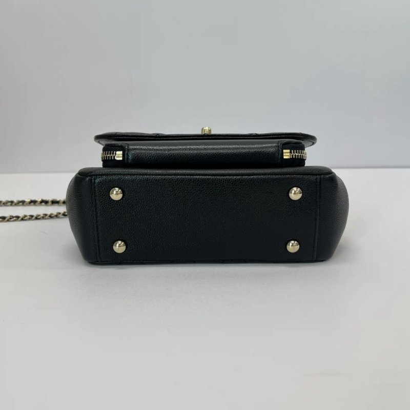 CHANEL affinity小號芯片款黑金荔枝牛皮手提肩背斜背包19*14.5*7 98新配件盒子塵袋購證-2