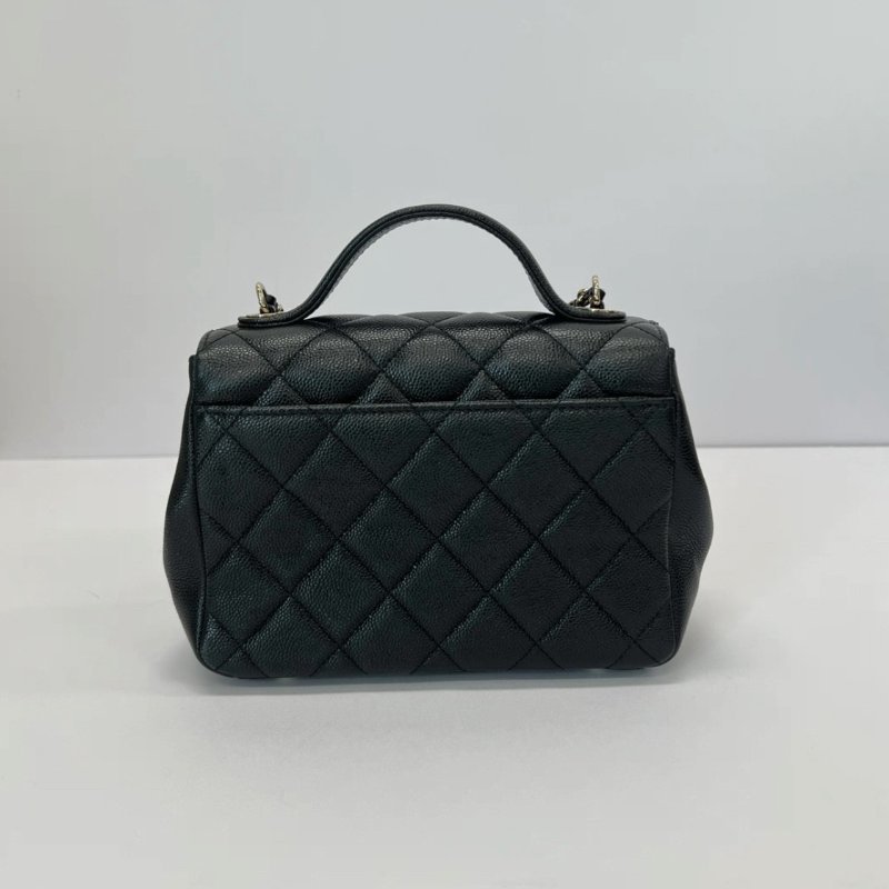 CHANEL affinity小號芯片款黑金荔枝牛皮手提肩背斜背包19*14.5*7 98新配件盒子塵袋購證-4