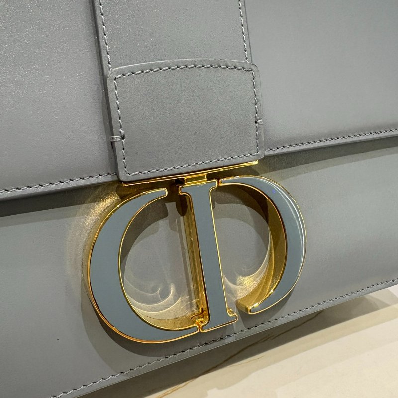 *SHIHNA名牌精品*Dior 雲藍灰拋光小牛皮30Montaigne金釦下蓋肩斜背包-2