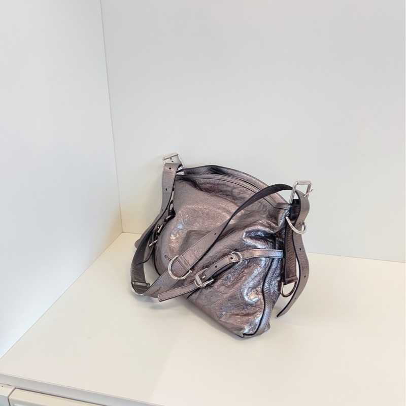 【98新🆕】Givenchy Voyou Bag灰銀色垃圾袋 單肩斜挎包 中號-3