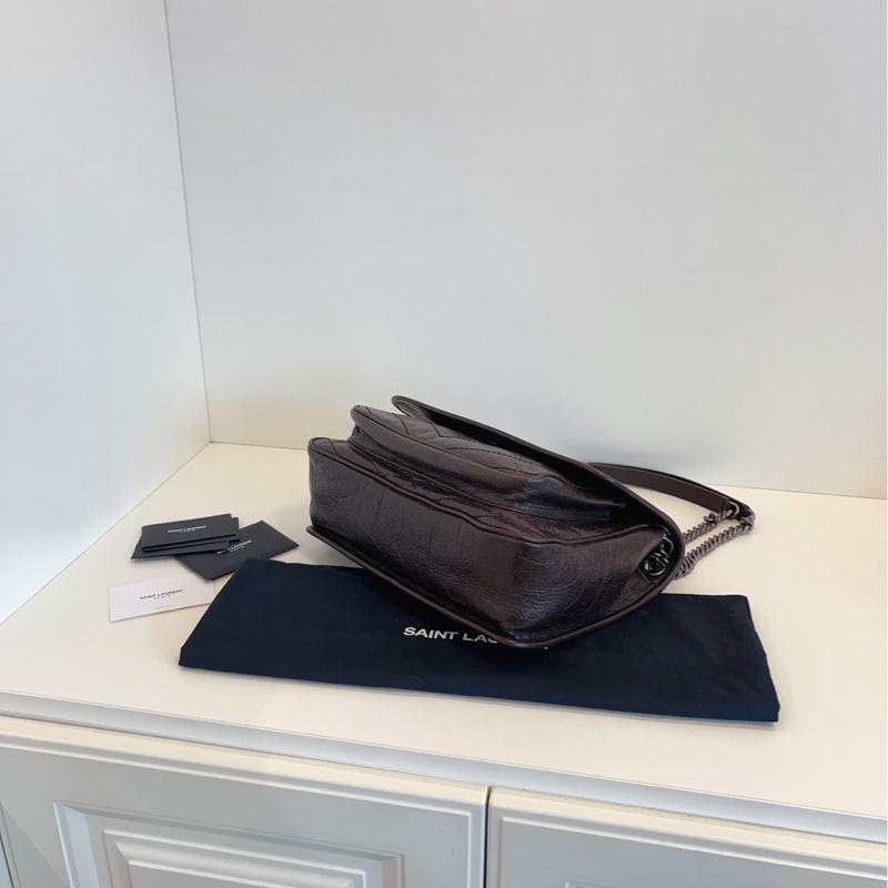 【99新🆕】YSL 巧克力棕油蠟皮Niki Bag鏈條郵差包 新款D扣💥 單肩包中號-7