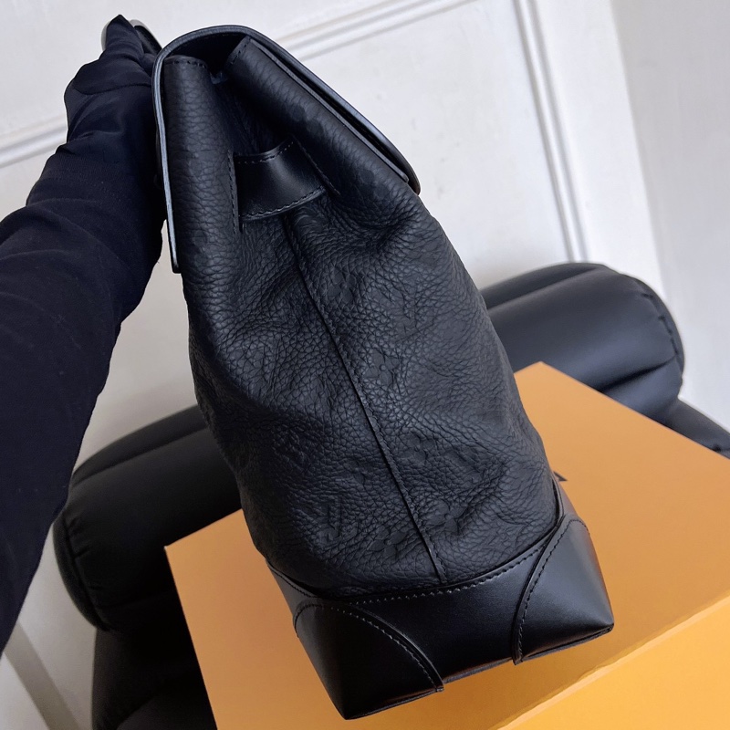 【近新閒置品】LV 路易威登黑色老花Steamer男士公文包 全皮款 soblack 經典鎖鏈手提斜挎側背包-5