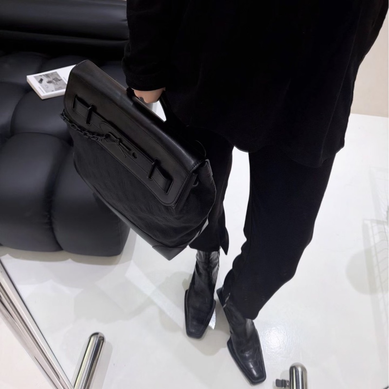 【近新閒置品】LV 路易威登黑色老花Steamer男士公文包 全皮款 soblack 經典鎖鏈手提斜挎側背包-12