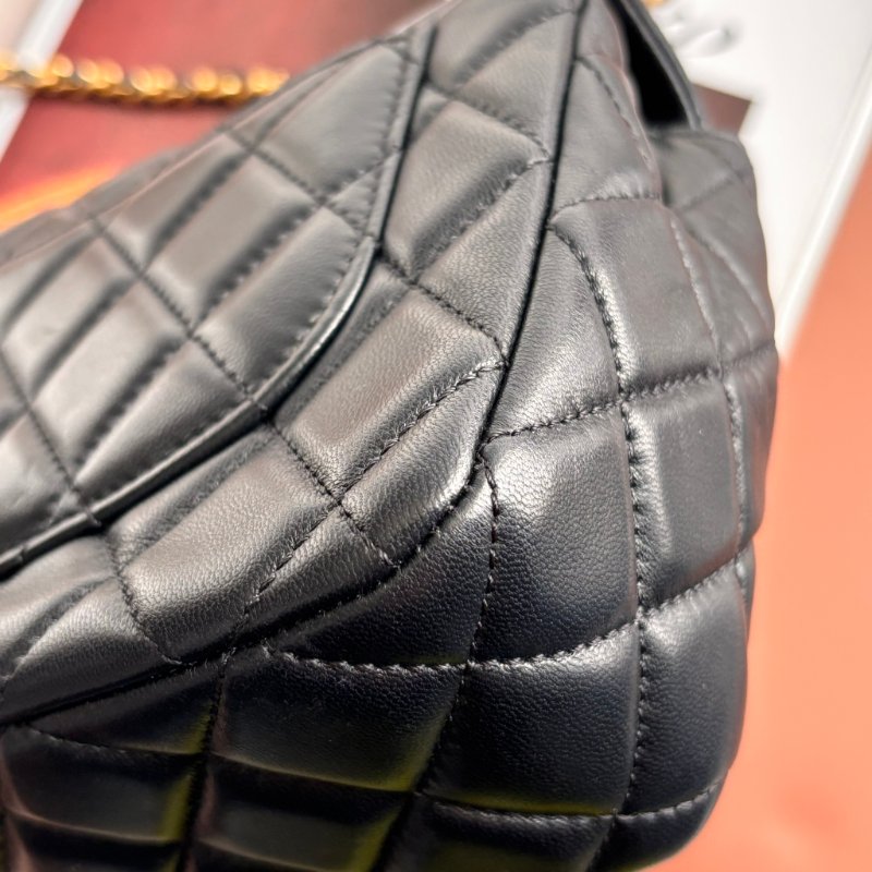 CHANEL 香奈兒 真品*AS3489 黑色羊皮復古愛心COCO金鏈翻蓋斜背包 鏈包 方胖 口蓋包-10