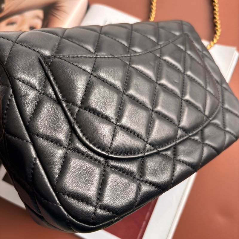 CHANEL 香奈兒 真品*AS3489 黑色羊皮復古愛心COCO金鏈翻蓋斜背包 鏈包 方胖 口蓋包-15