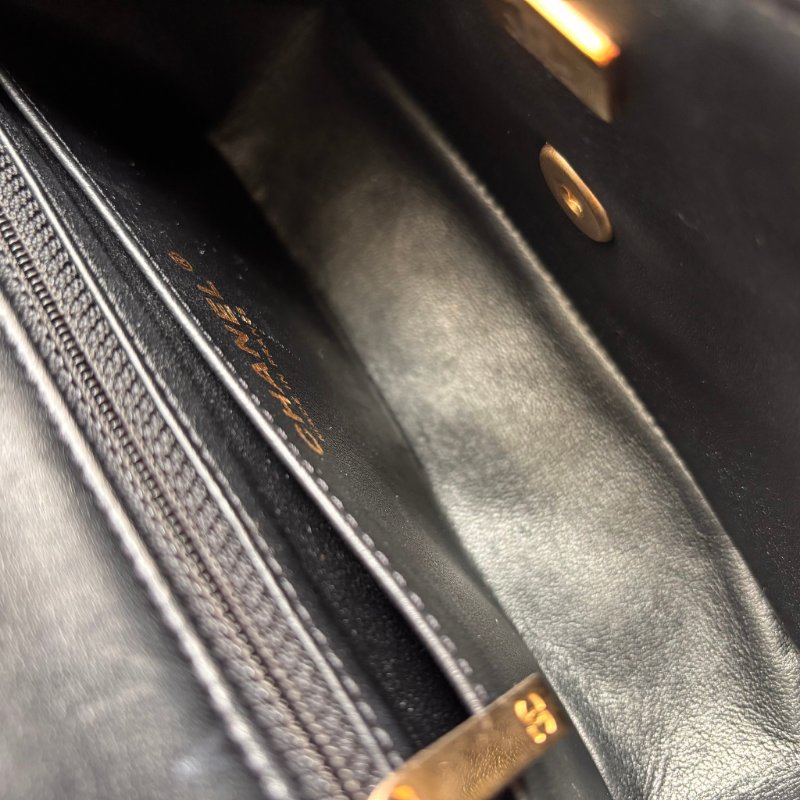 CHANEL 香奈兒 真品*AS3489 黑色羊皮復古愛心COCO金鏈翻蓋斜背包 鏈包 方胖 口蓋包-30