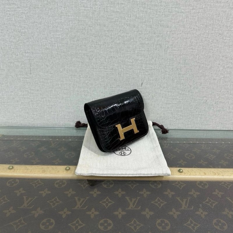 HERMES slim黑金康康鱷魚錢包12.5*10*2 全新閒置配件盒子塵袋-1