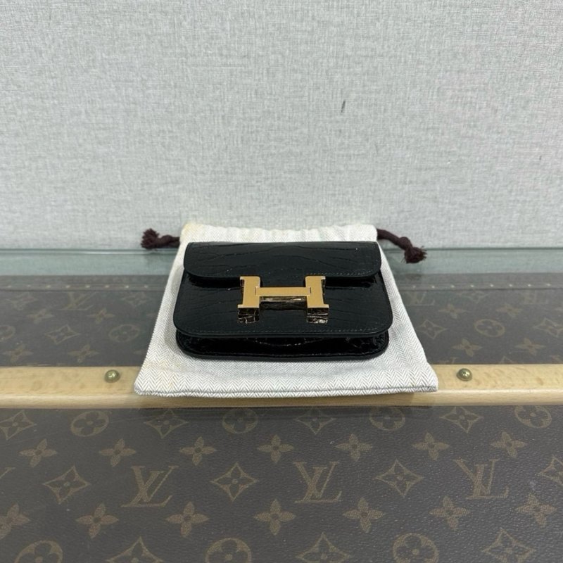 HERMES slim黑金康康鱷魚錢包12.5*10*2 全新閒置配件盒子塵袋-3
