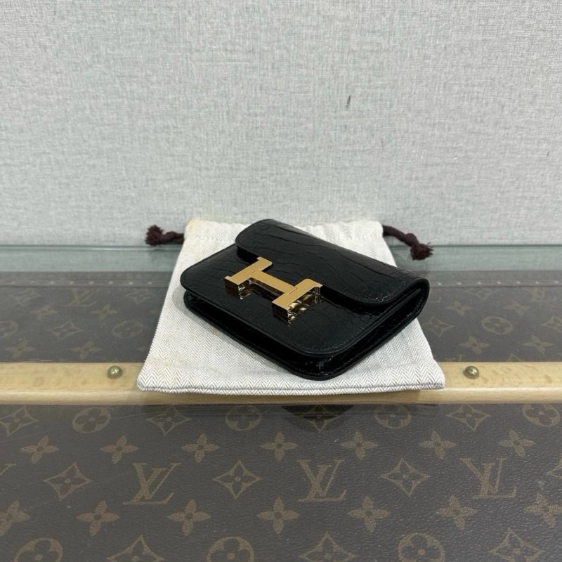 HERMES slim黑金康康鱷魚錢包12.5*10*2 全新閒置配件盒子塵袋-4