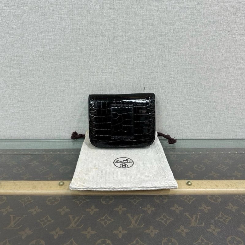 HERMES slim黑金康康鱷魚錢包12.5*10*2 全新閒置配件盒子塵袋-5