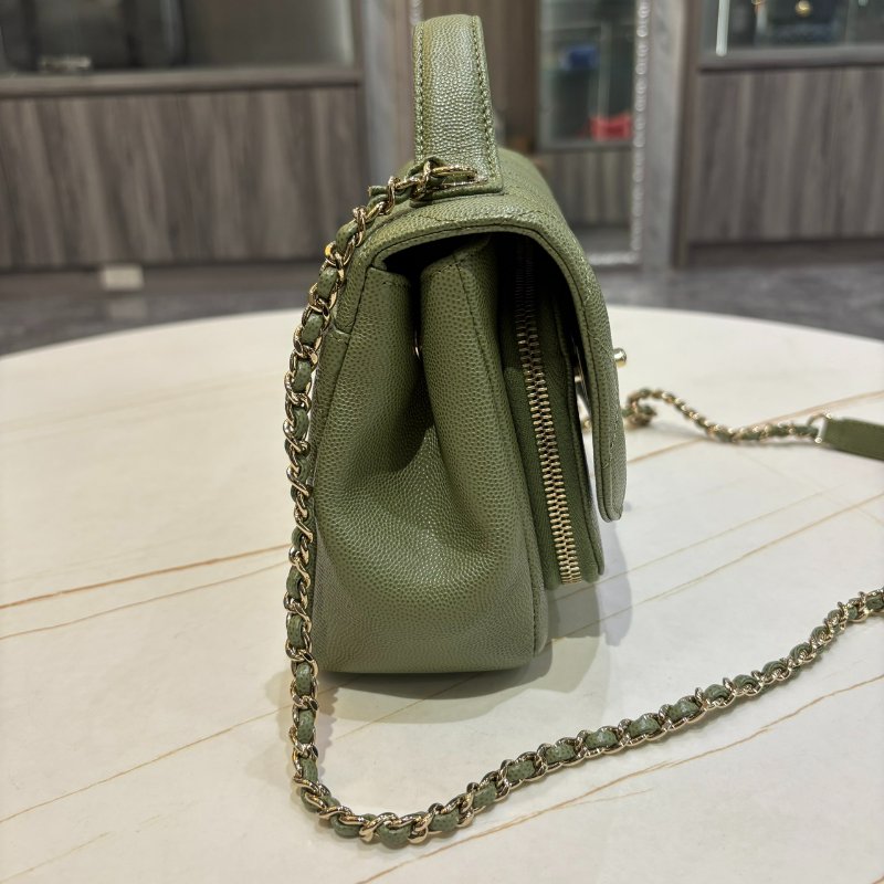 *SHIHNA名牌精品*CHANEL 郵差包 綠色 荔枝紋牛皮 金鍊 (保卡款)-2