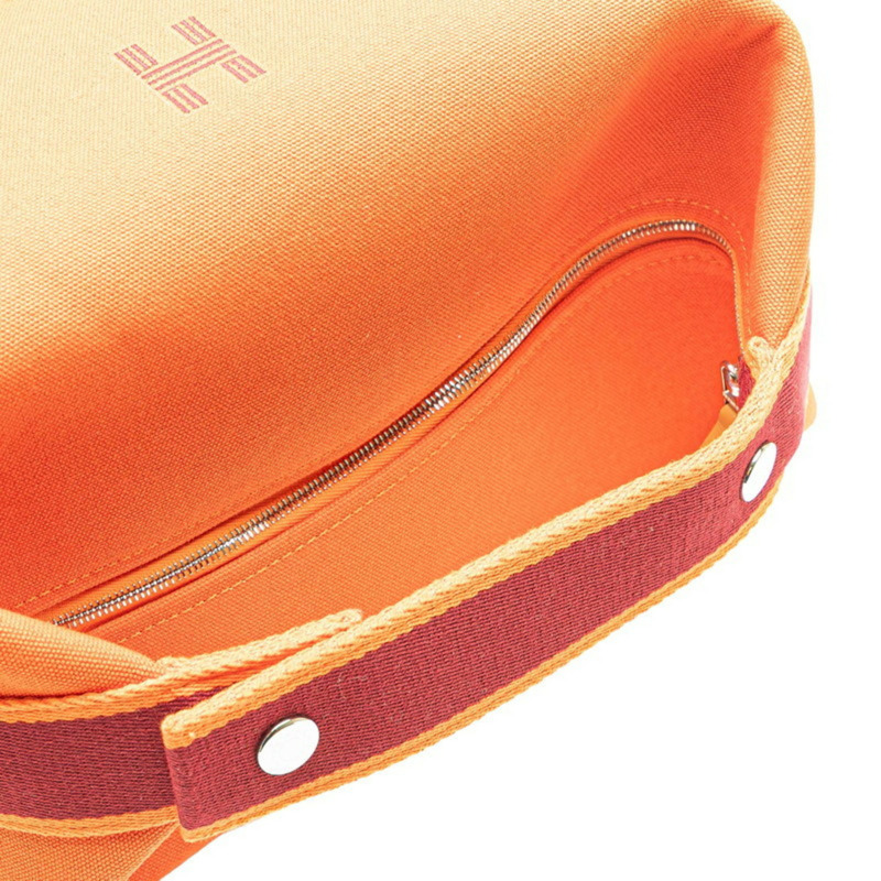 愛馬仕 Hermès Bride A 黑色 GM 手提包,橙色帆布材質,女士款-5