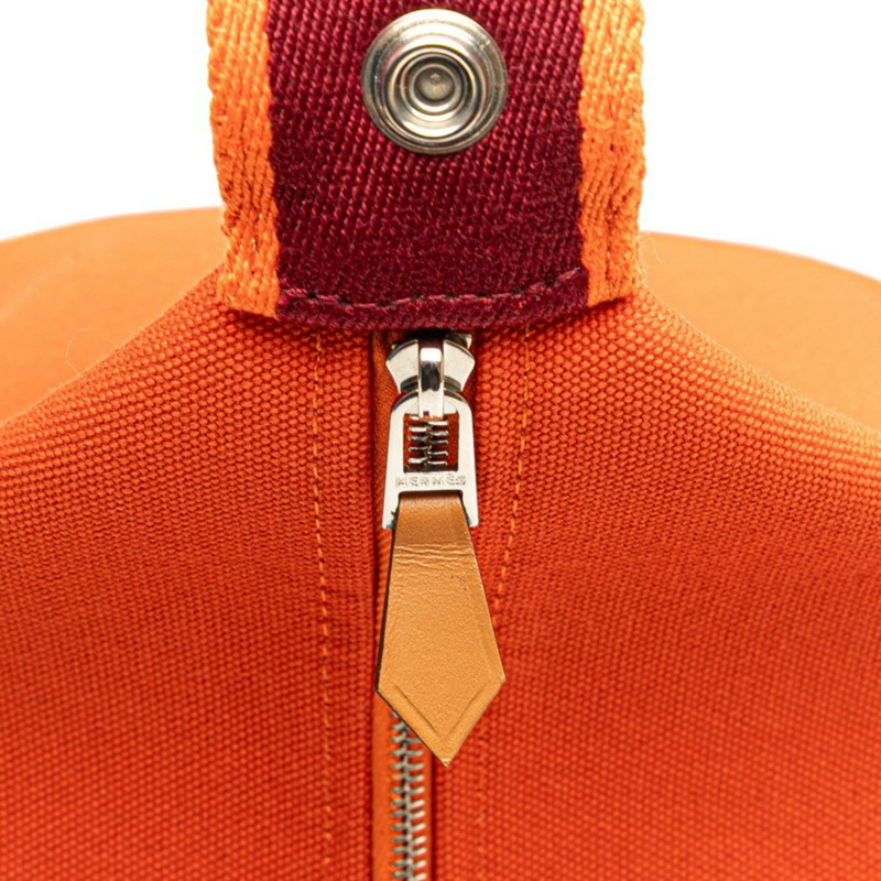 愛馬仕 Hermès Bride A 黑色 GM 手提包,橙色帆布材質,女士款-7