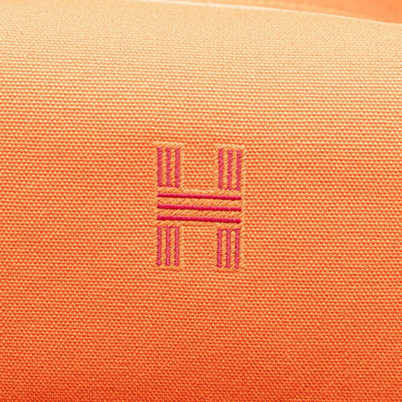 愛馬仕 Hermès Bride A 黑色 GM 手提包,橙色帆布材質,女士款-9