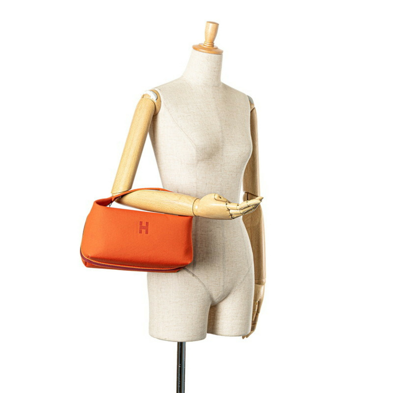 愛馬仕 Hermès Bride A 黑色 GM 手提包,橙色帆布材質,女士款-12