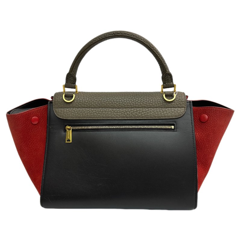 Celine Trapeze 手提包，皮革與絨面革拼接，多色皮革手提包-1