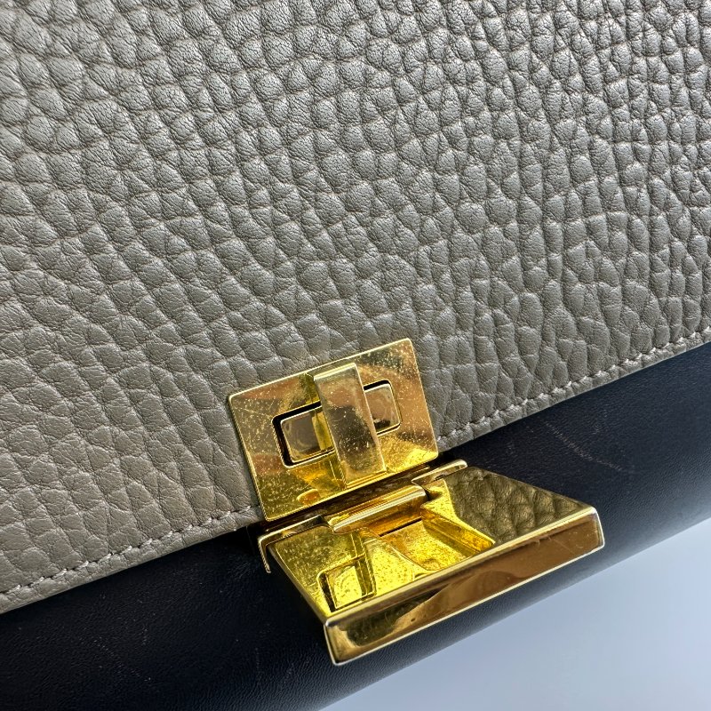 Celine Trapeze 手提包，皮革與絨面革拼接，多色皮革手提包-5