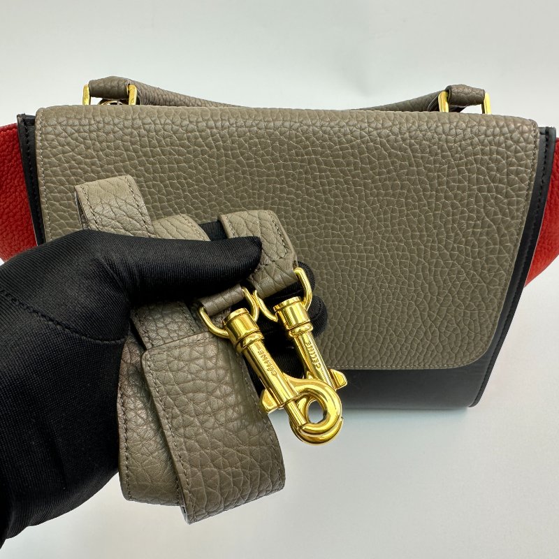 Celine Trapeze 手提包，皮革與絨面革拼接，多色皮革手提包-8