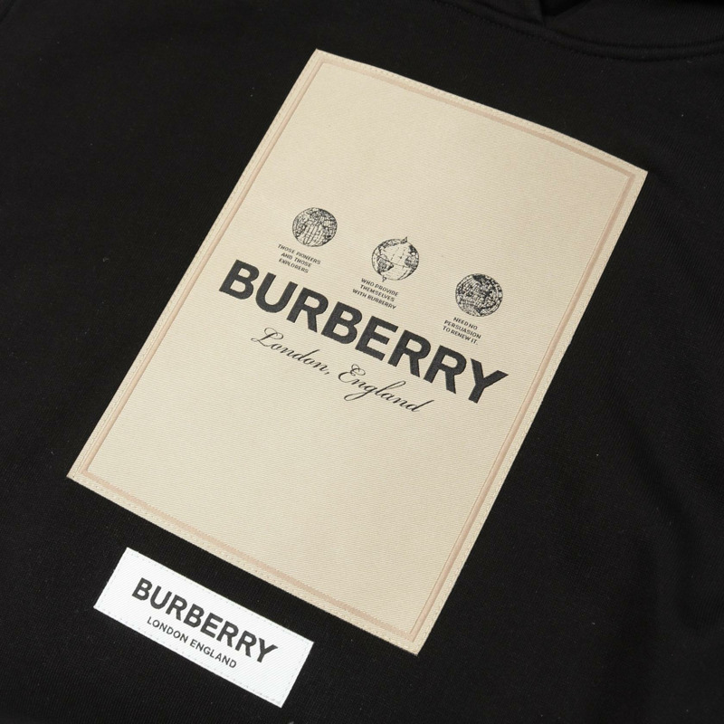 BURBERRY Logo 連帽衛衣,純棉材質,黑色,M碼,二手男款-4