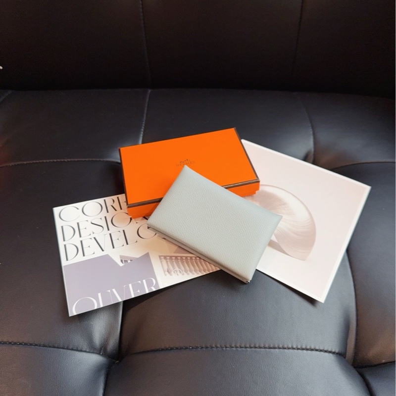 【未使用🆕】Hermes Calvi Duo 冰川藍 零錢包 卡包 錢包-0