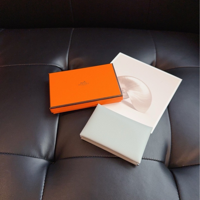 【未使用🆕】Hermes Calvi Duo 冰川藍 零錢包 卡包 錢包-1