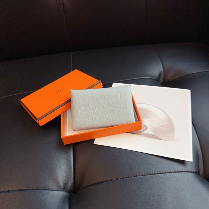 【未使用🆕】Hermes Calvi Duo 冰川藍 零錢包 卡包 錢包-2